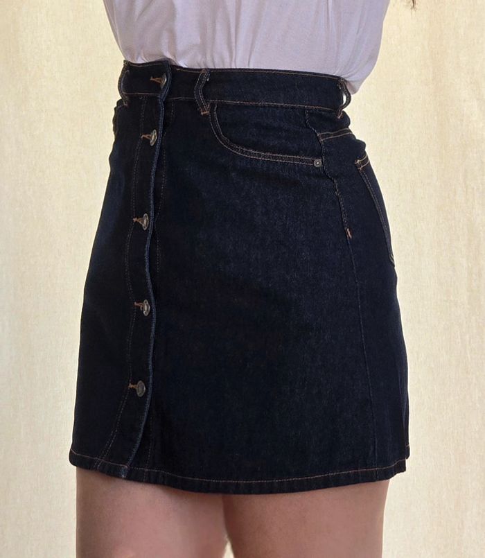 Jupe en jean taille haute boutonnée taille S - photo numéro 3