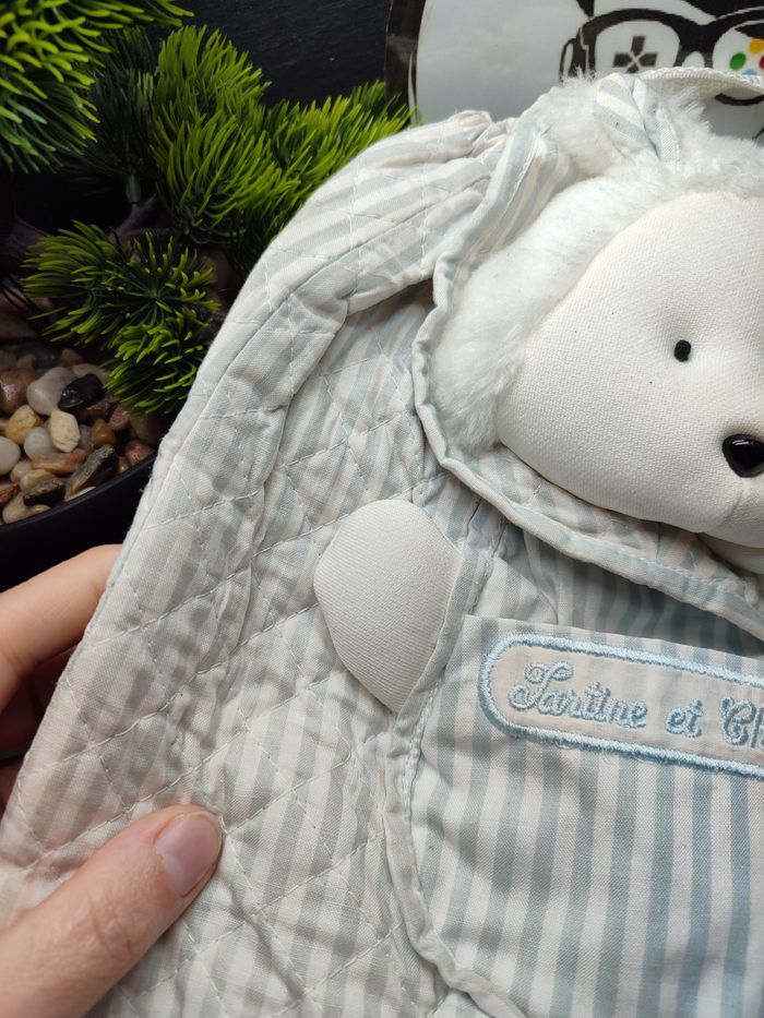 sans enfant peluche ancien tartine et chocolat ours bleu blanc gris rayé rayure poche - photo numéro 5