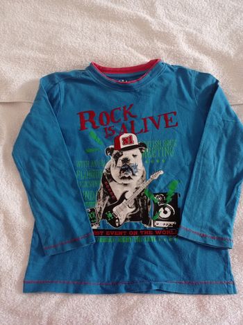 Pull manche longues couleur bleu avec motifs devant voir photos pile manche longues taille 4,5 ans