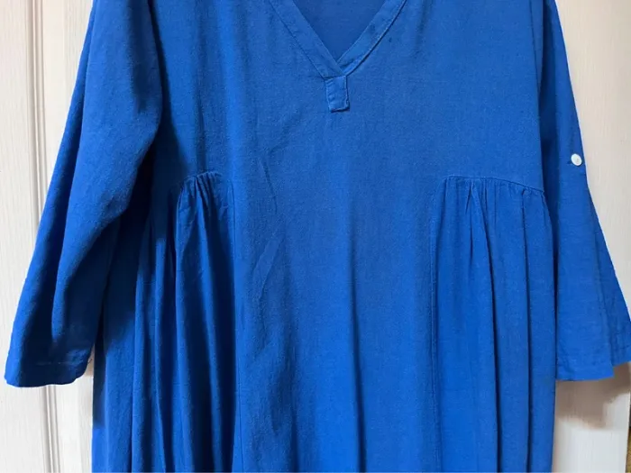 Joli Robe Bleue en lin & coton - Taille 42 - photo numéro 4