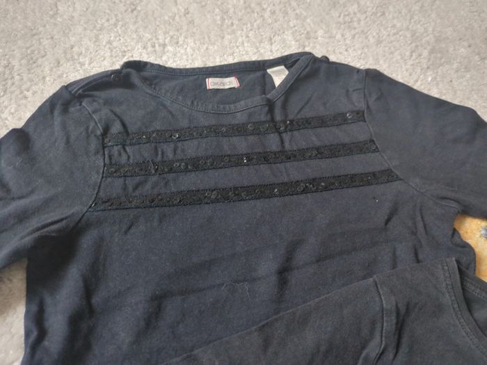 Lot t-shirts Okaïdi 6 ans noir coeur et sequins - photo numéro 3