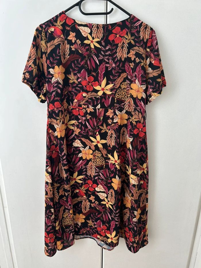 Robe d’été fleurs et animaux - cache cache taille 40 rouge bordeaux - - photo numéro 6