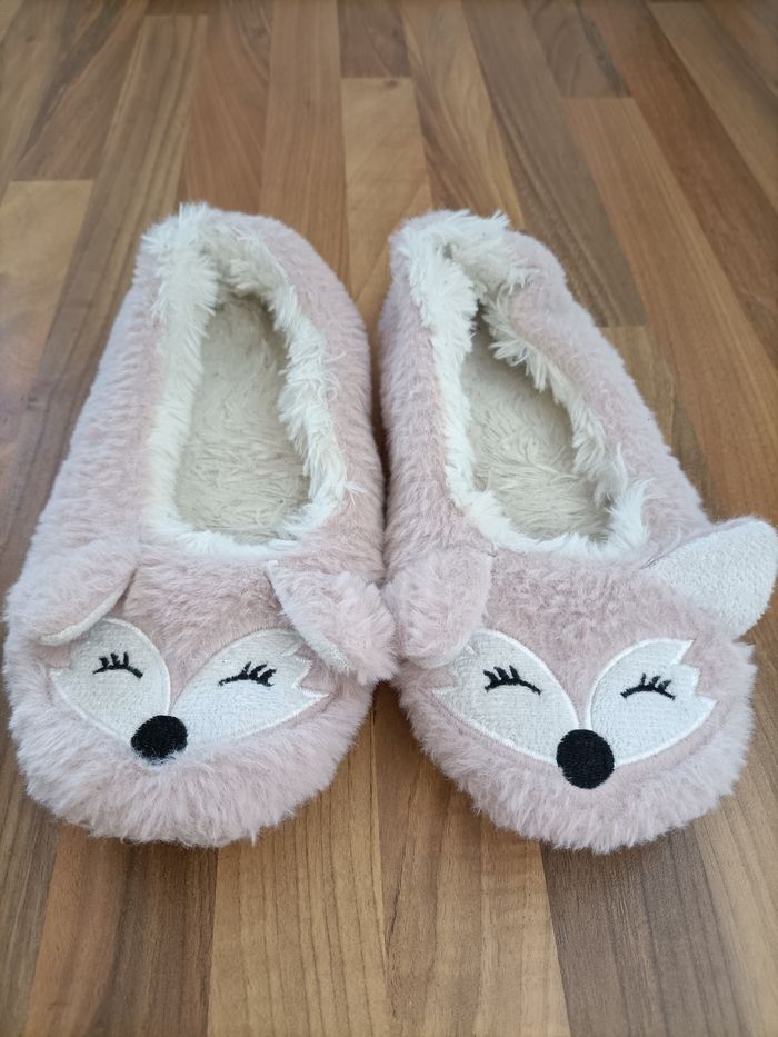 Chaussons peluche rose blanc 37 - photo numéro 3