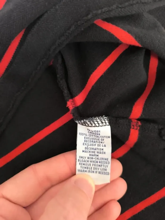 Polo Ralph Lauren homme XL noir rayures et logo rouge parfait état - photo numéro 11