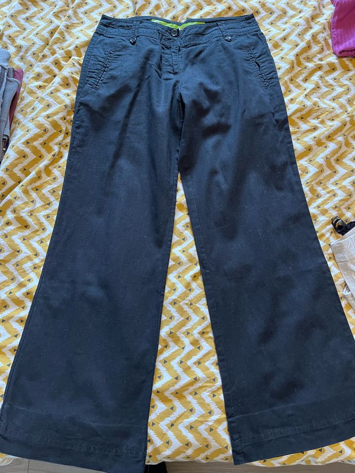 Pantalon lin noir taille 38 cache cache