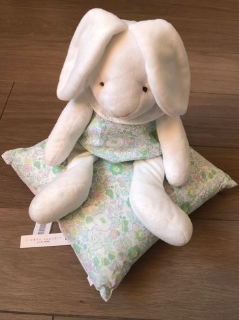Doudou Lapin blanc 50 cm avec bloomer en Liberty Betsy Pomme Jacadi TU
