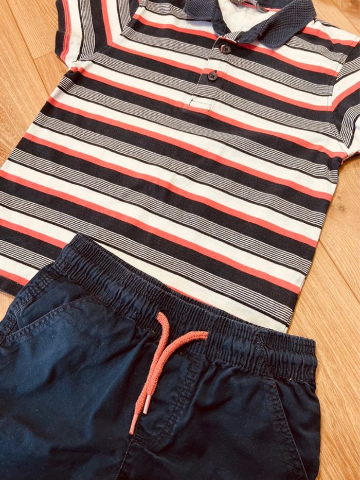 Taille 6 ans ensemble 2p été garçon Primark Lupilu bleu marine corail * rayures * 💙 - photo numéro 4