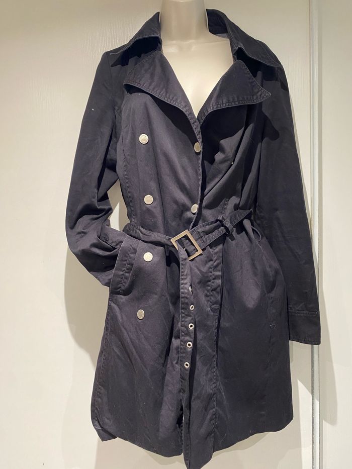 Trench noir, taille 44 pastille, menthe, coton - photo numéro 2