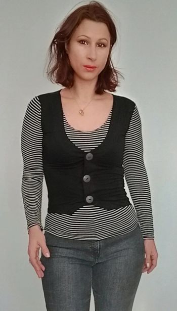 Haut rayé gilet barman intégré 34/36