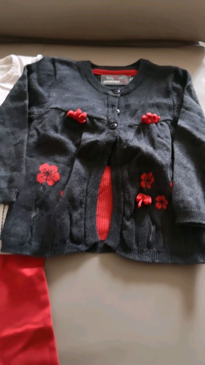 Ensemble 4 pièces coquelicots 12 mois - photo numéro 2