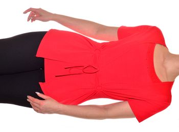 tshirt rouge uni ajusté taille M à nouer élégant col rond