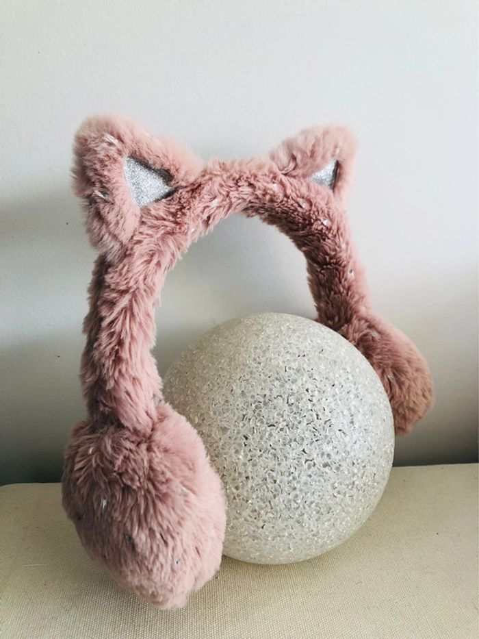 Cache oreille doux lapin chat rose enfant fille - photo numéro 2