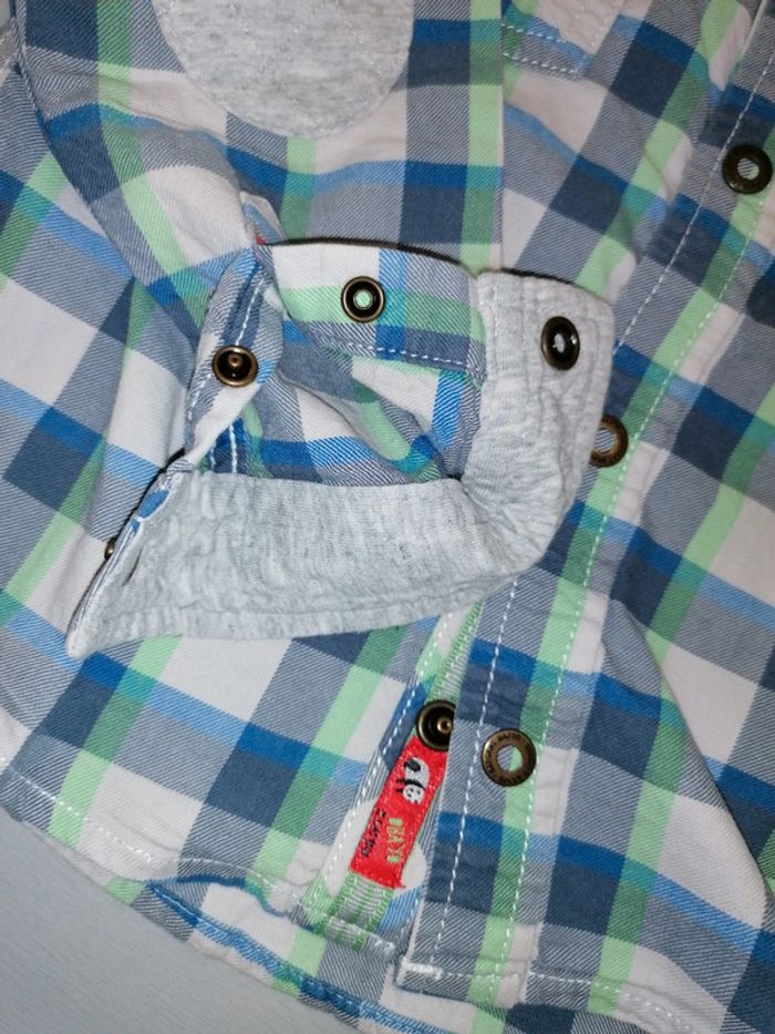 Chemise- tee-shirt 3ans-98cm bleu jeans-anis et gris clair. - photo numéro 3