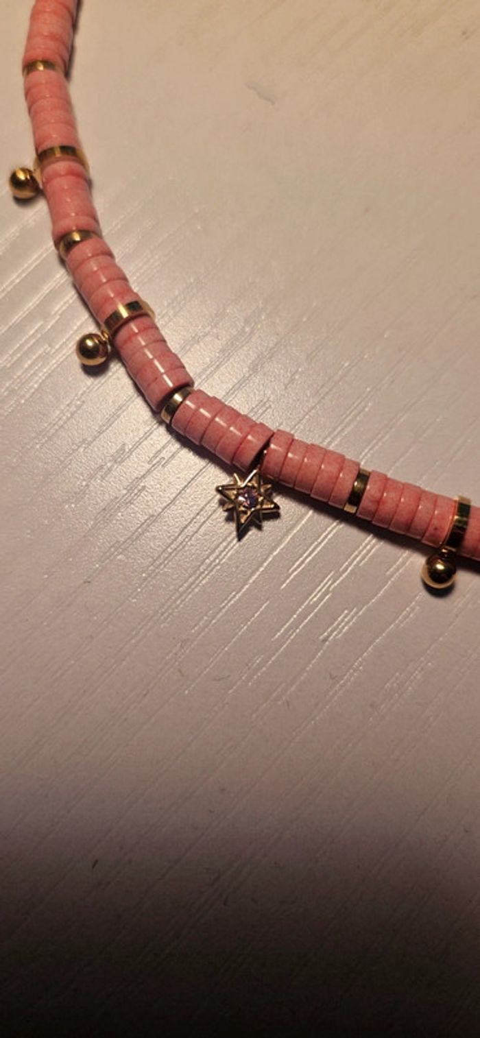 Superbe collier rose bohm neuf - photo numéro 3