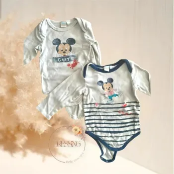 Lot 2 bodies manche longue Mickey 12 mois 74 cm