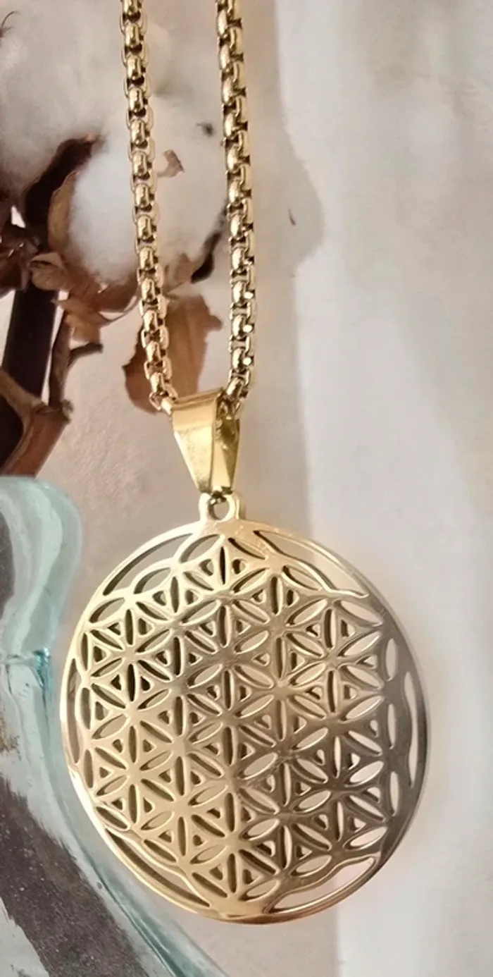 Collier fleur de vie acier - photo numéro 2