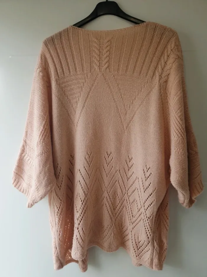 Gilet en maille | rose claire | taille unique - photo numéro 2