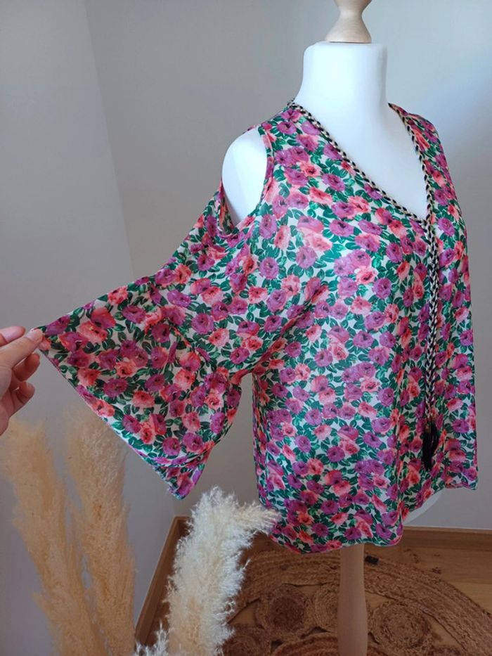 Blouse Fleurie transparente taille L 40 - photo numéro 7