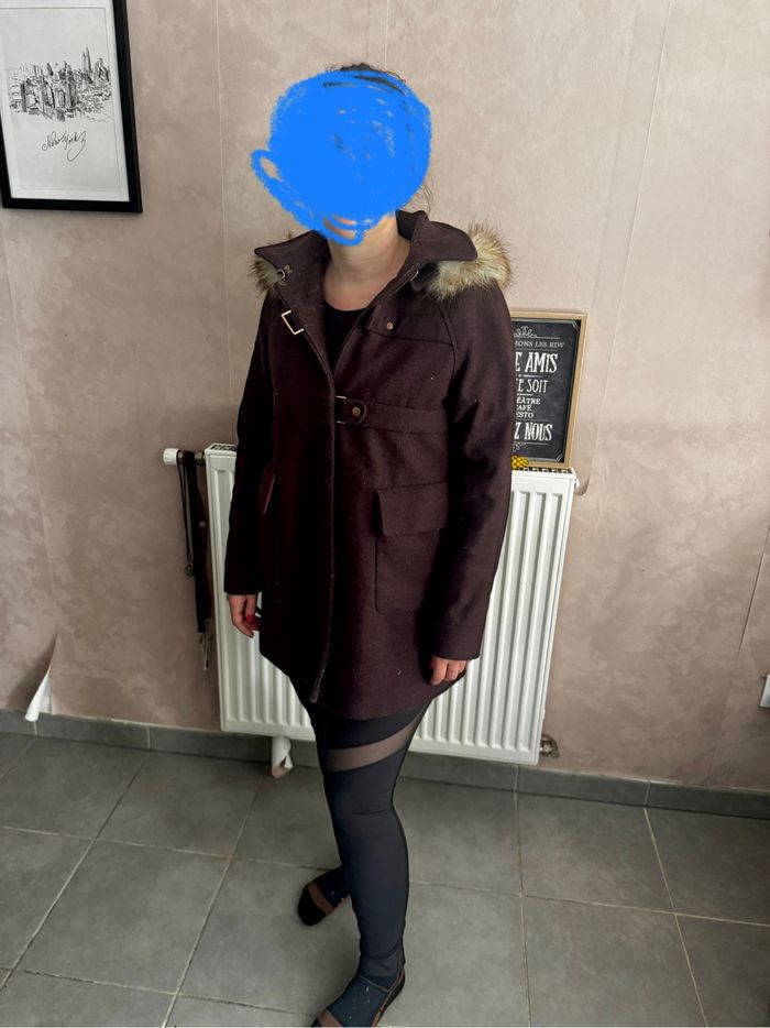 Manteau 62% laine KOOKAI lie de vin