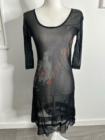 Robe en mesh transparente noire et multicolore T38 M