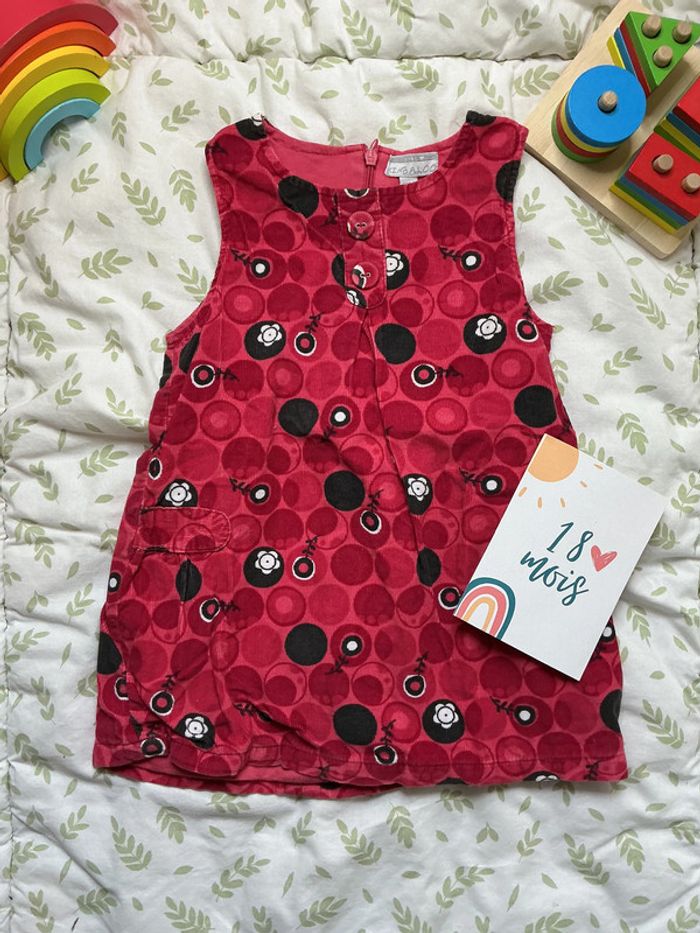 robe sans manches en velours doublé rose à motifs 18 mois  kimbaloo - photo numéro 2