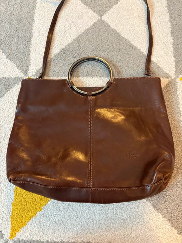 Sac à main en cuir marron Etrier - photo numéro 2