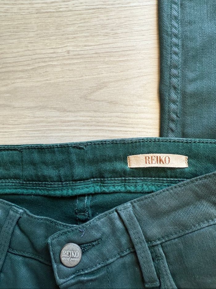 Pantalon similicuir slim vert foncé Reiko taille 34 XS - photo numéro 3