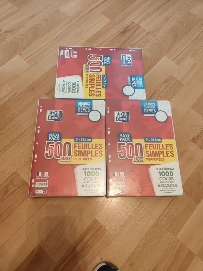 Lot de 1500 feuilles simples oxford
