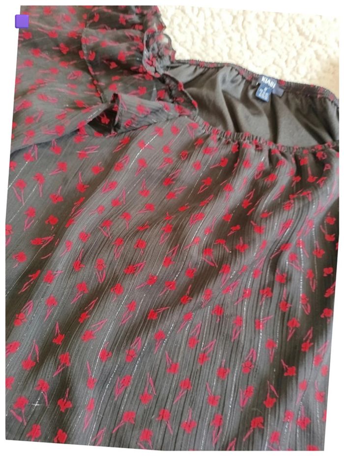 Haut noir transparent à motifs rouges Vintage cute gotique - photo numéro 2