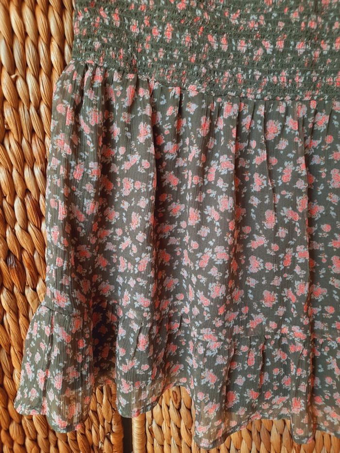 Jupe Kiabi kaki fleurs 40 - photo numéro 2