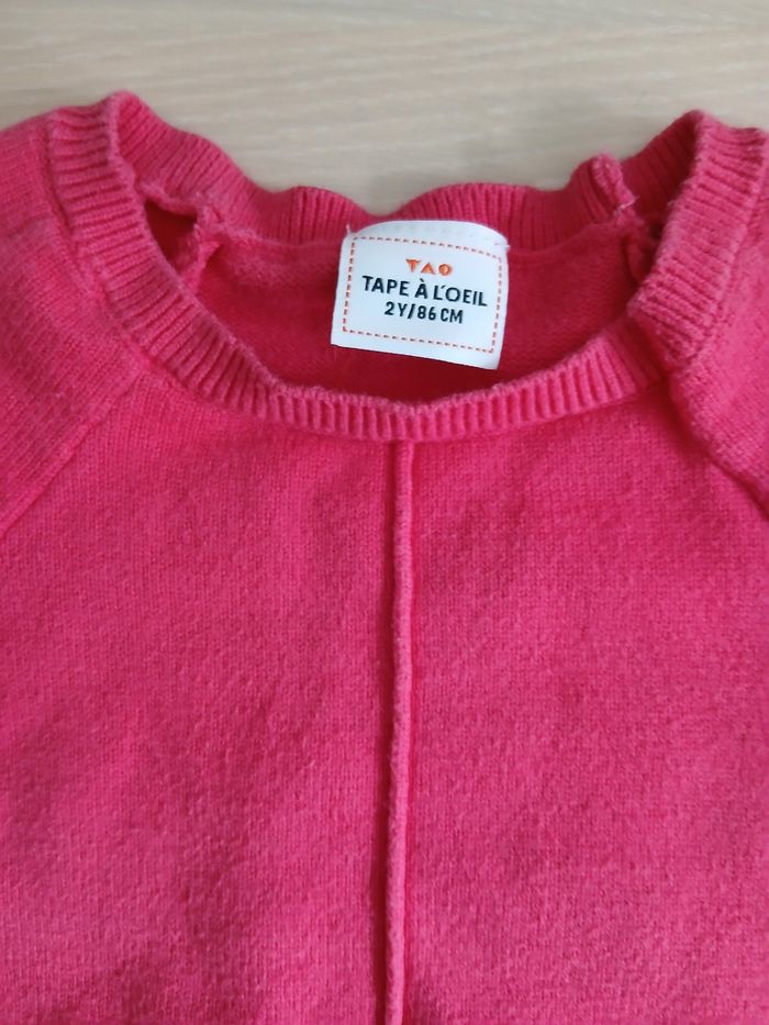 Pull fille en coton couleur fushia taille 2 ans marque tape a l oeil - photo numéro 4