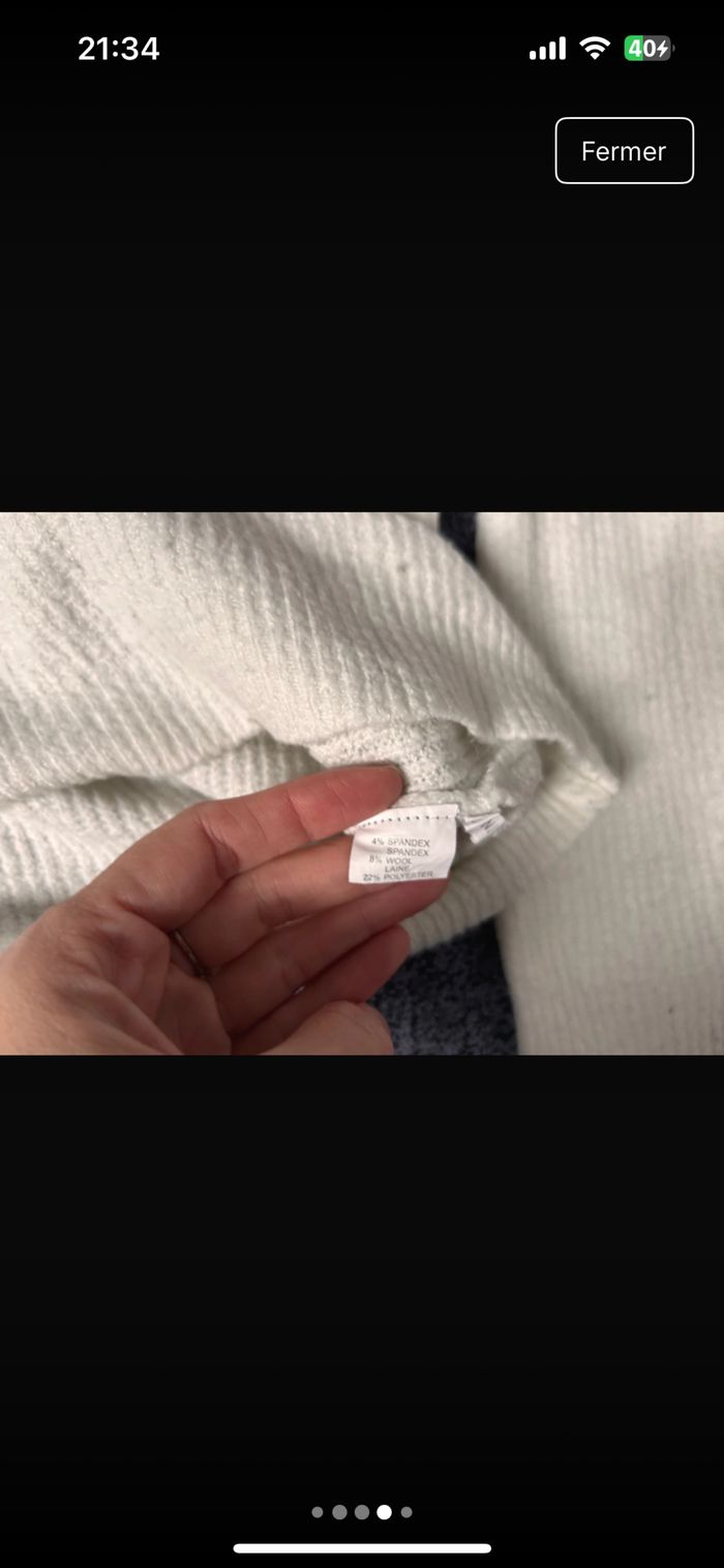 Pull blanc col en V Lilly - photo numéro 4