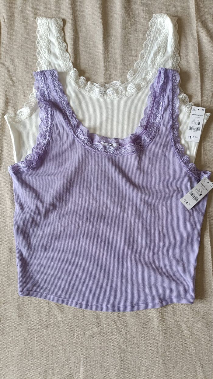 Lot de 2 tops dentelle – Taille XL – Neufs avec étiquette