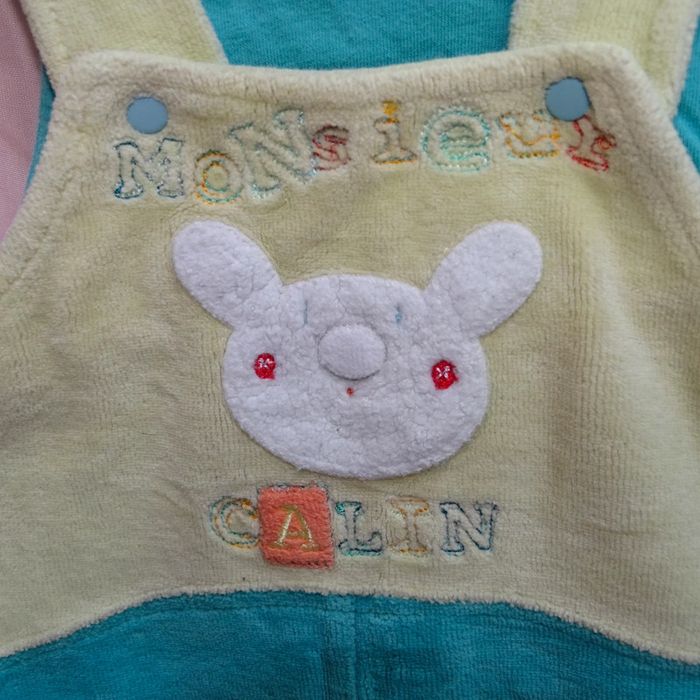 Salopettes bleu et jaune lapin 50cm - photo numéro 2