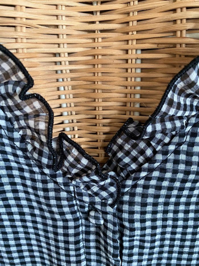 Chemise vichy noire et blanche à petits carreaux taille S / M - photo numéro 5