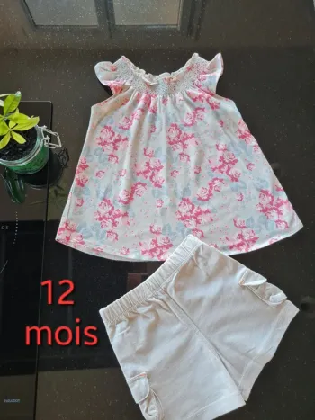 ● 12 mois ● Ensemble Short / Tee-shirt Neuf