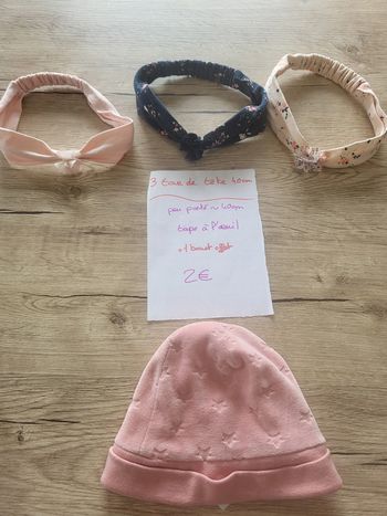 lot 3 tour de tête tape à l'œil 40 cm + bonnet offert