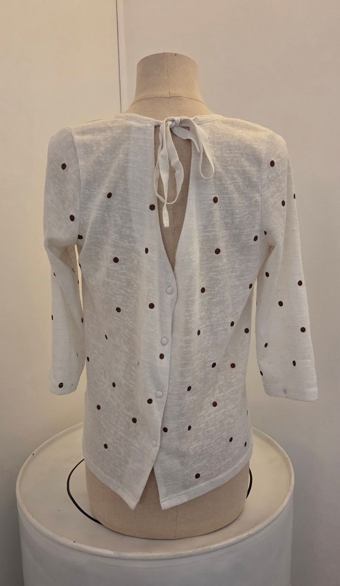 Blouse Grace & Mila à pois dorés – dos boutonné et lien – romantique & chic - photo numéro 3