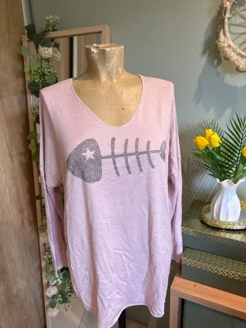 Pull tout doux, avec motif, arête de poisson argenté