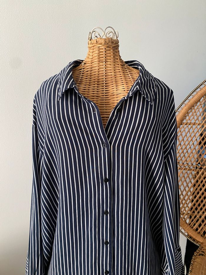 Chemise Pimkie Collection blanche et bleue marine à rayures taille M - photo numéro 6