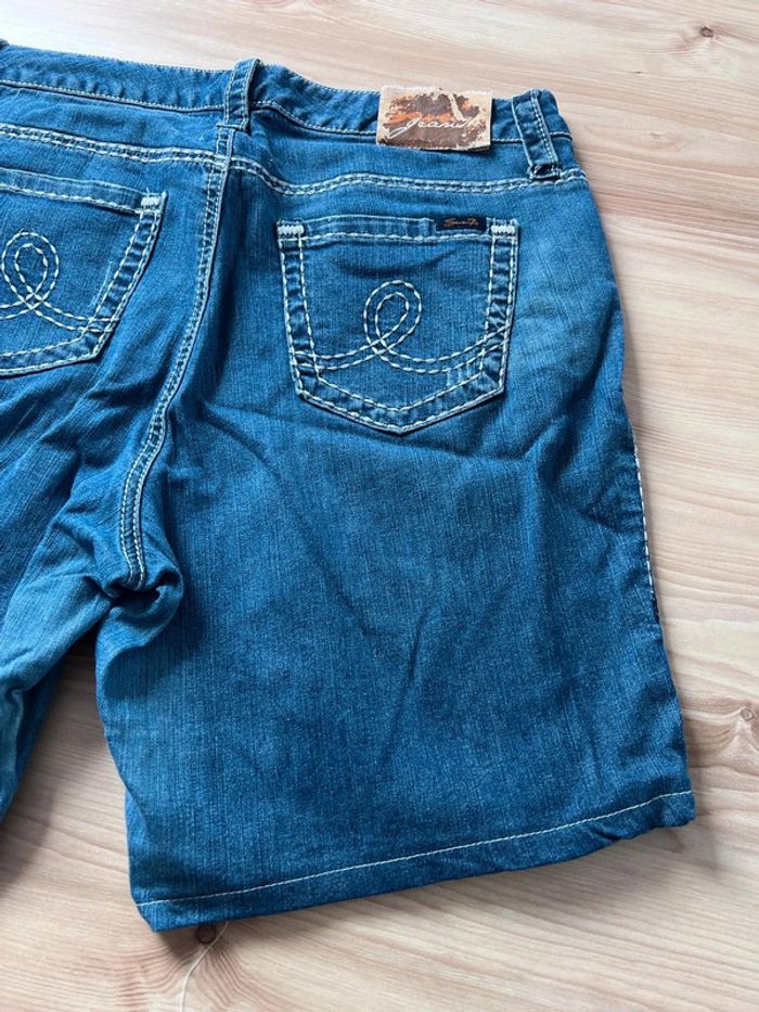 Short en jean vintage femme L/XL – bleu foncé brodé - photo numéro 7