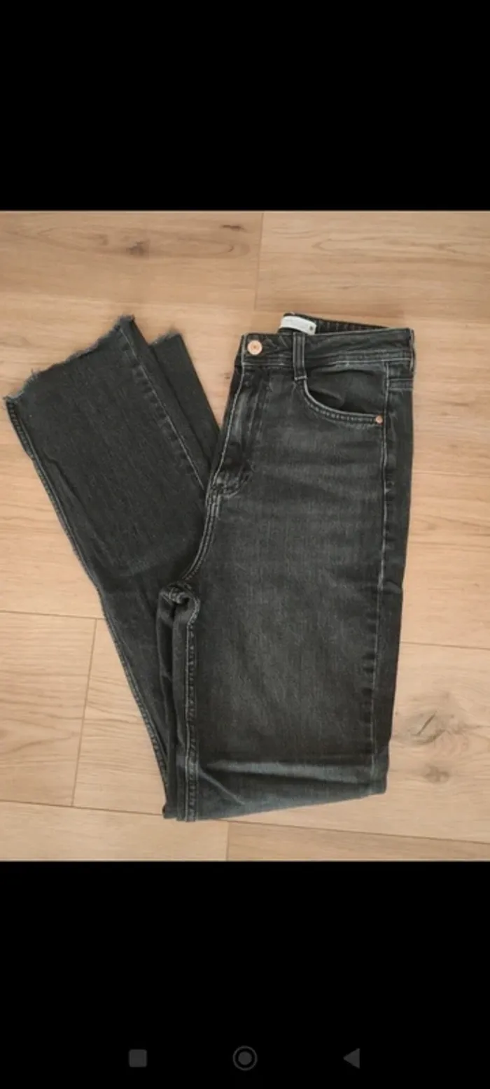 Jean droit taille haute noir Zara S - photo numéro 3