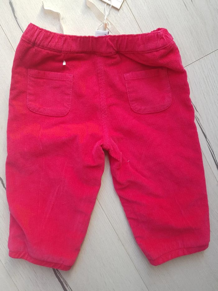 Pantalon velours côtelé chaud petit bateau rose 12mois neuf - photo numéro 2