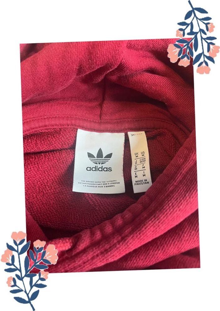 Sweat à capuche bordeaux avec logo – Adidas, Taille M - photo numéro 2