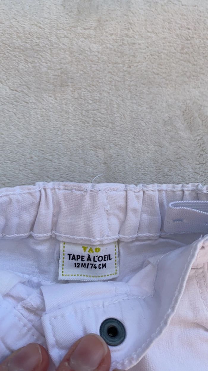 Jeans blanc - TAO - 12 mois - pantacourt - photo numéro 3
