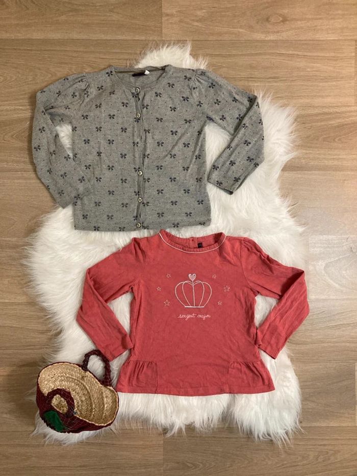 Lot 2 hauts gilet et teeshirt manches longues Sergent Major – Fille 7 ans / 122cm - photo numéro 2