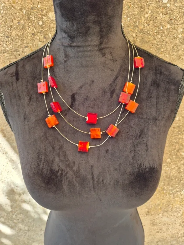 Collier Fantaisie Multirangs Orange