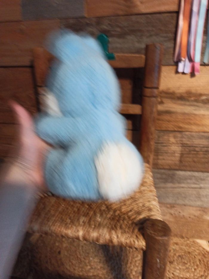 Peluche lapin bleu Nounours vintage - photo numéro 4