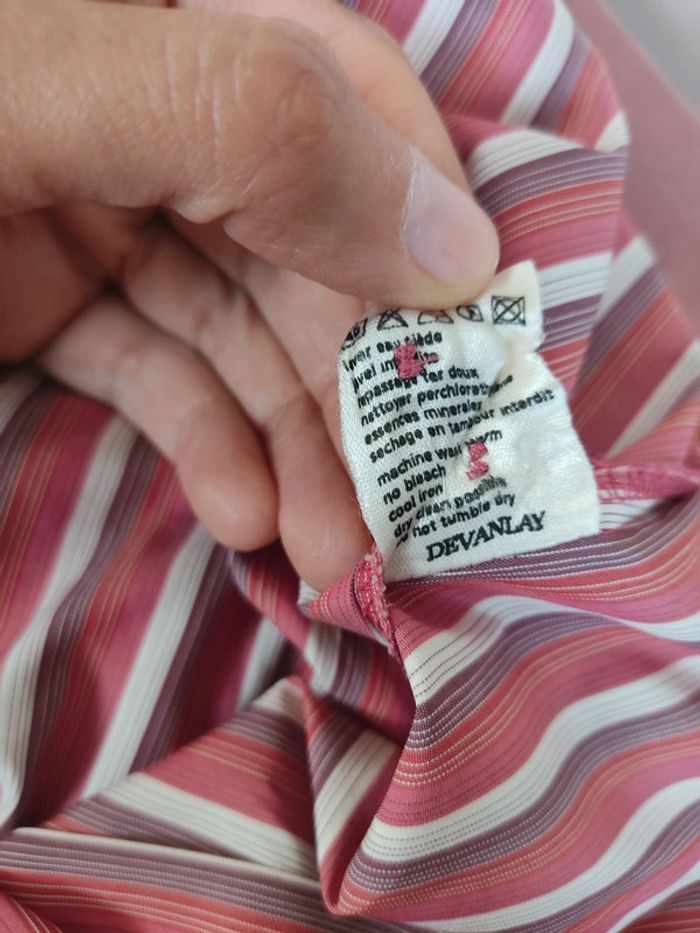 Chemise Lacoste 38 rayée rose bordeaux blanc violet TBE - photo numéro 9