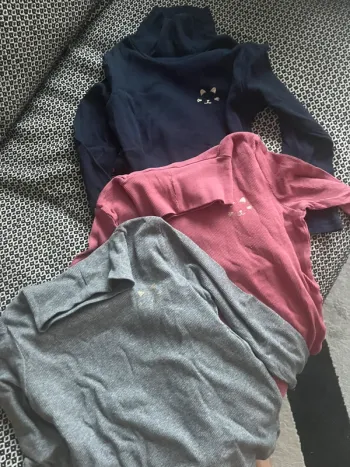 Lot 3 tee shirts col cheminée type sous pull